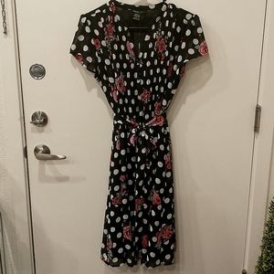 Polka Dot and Floral Dress with Belt Tie size Large
